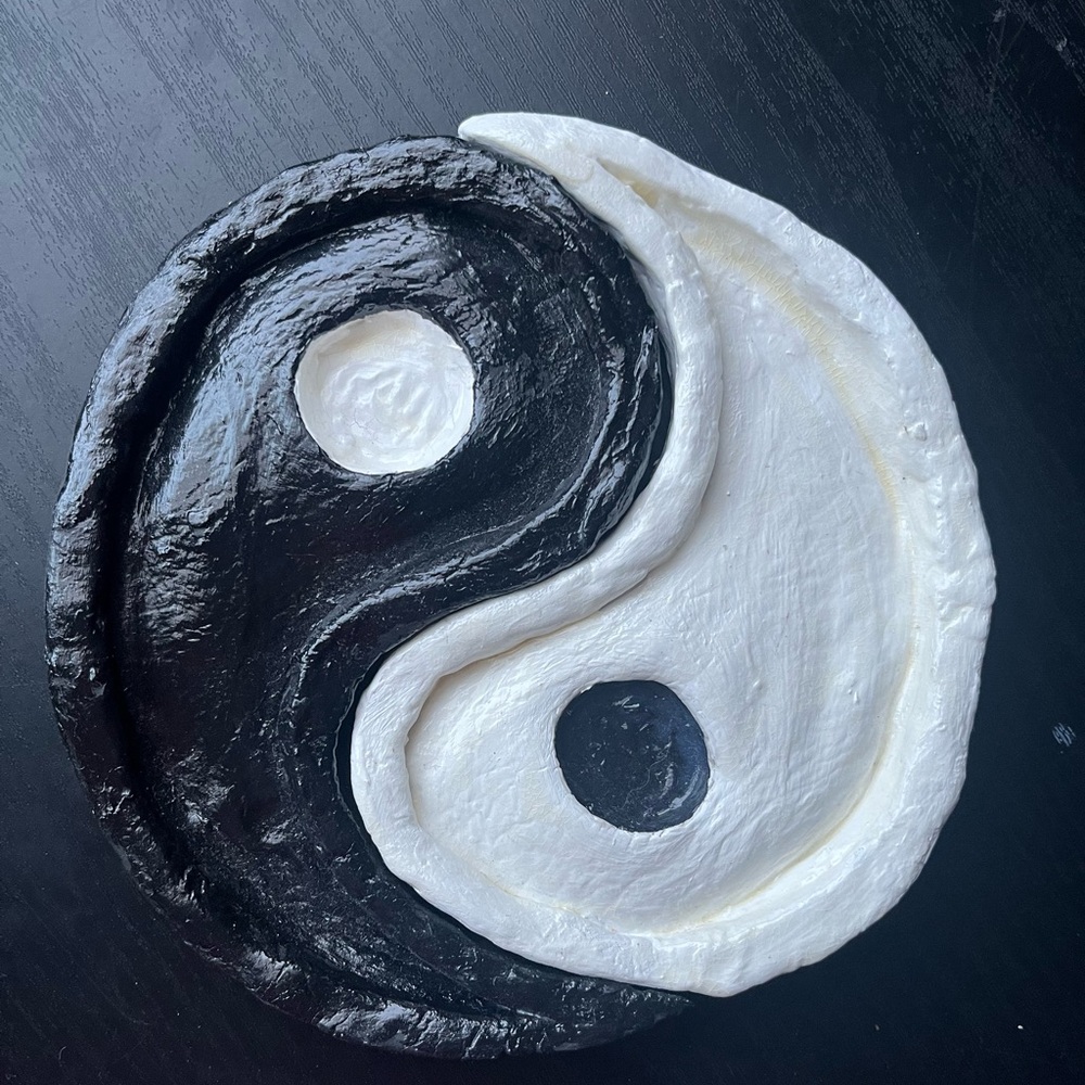 Yin Yang Black and White Clay Trinket Tray